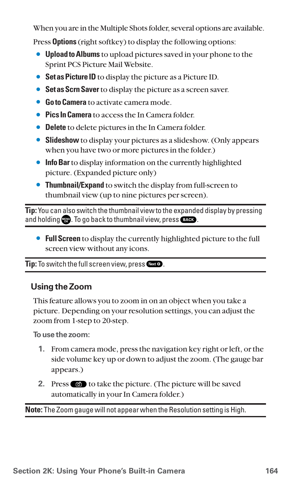 Using the zoom | Sanyo SCP-7400 User Manual | Page 177 / 293