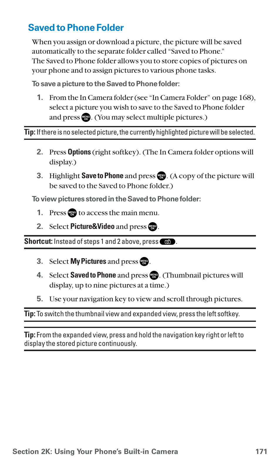 Saved to phone folder | Sanyo SCP-7400 User Manual | Page 184 / 293