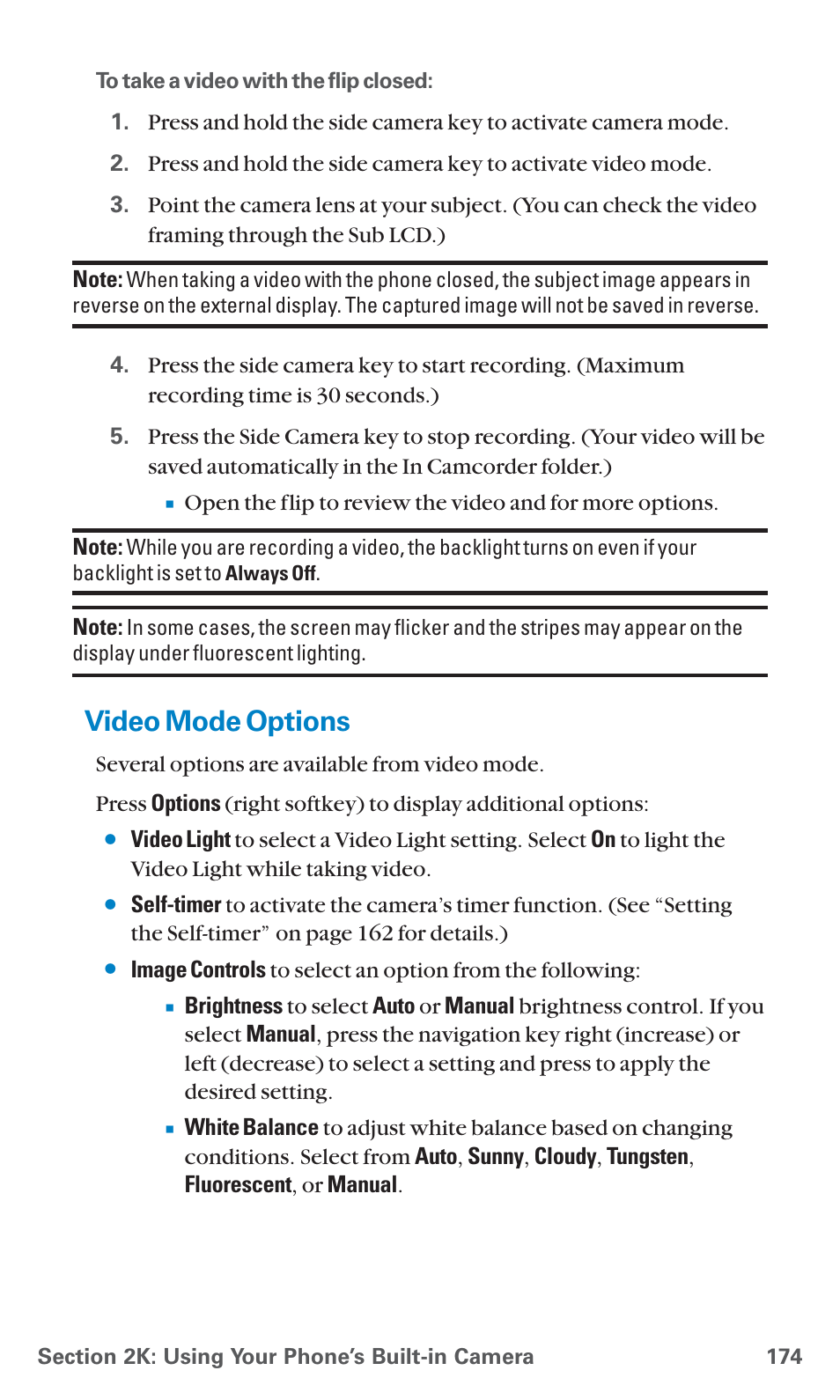 Video mode options | Sanyo SCP-7400 User Manual | Page 187 / 293