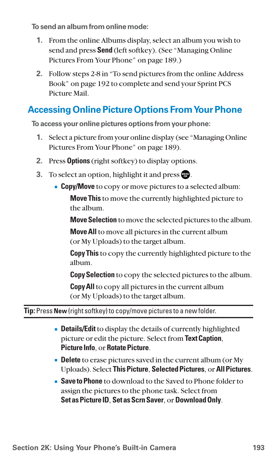 Accessing online picture options from your phone | Sanyo SCP-7400 User Manual | Page 206 / 293