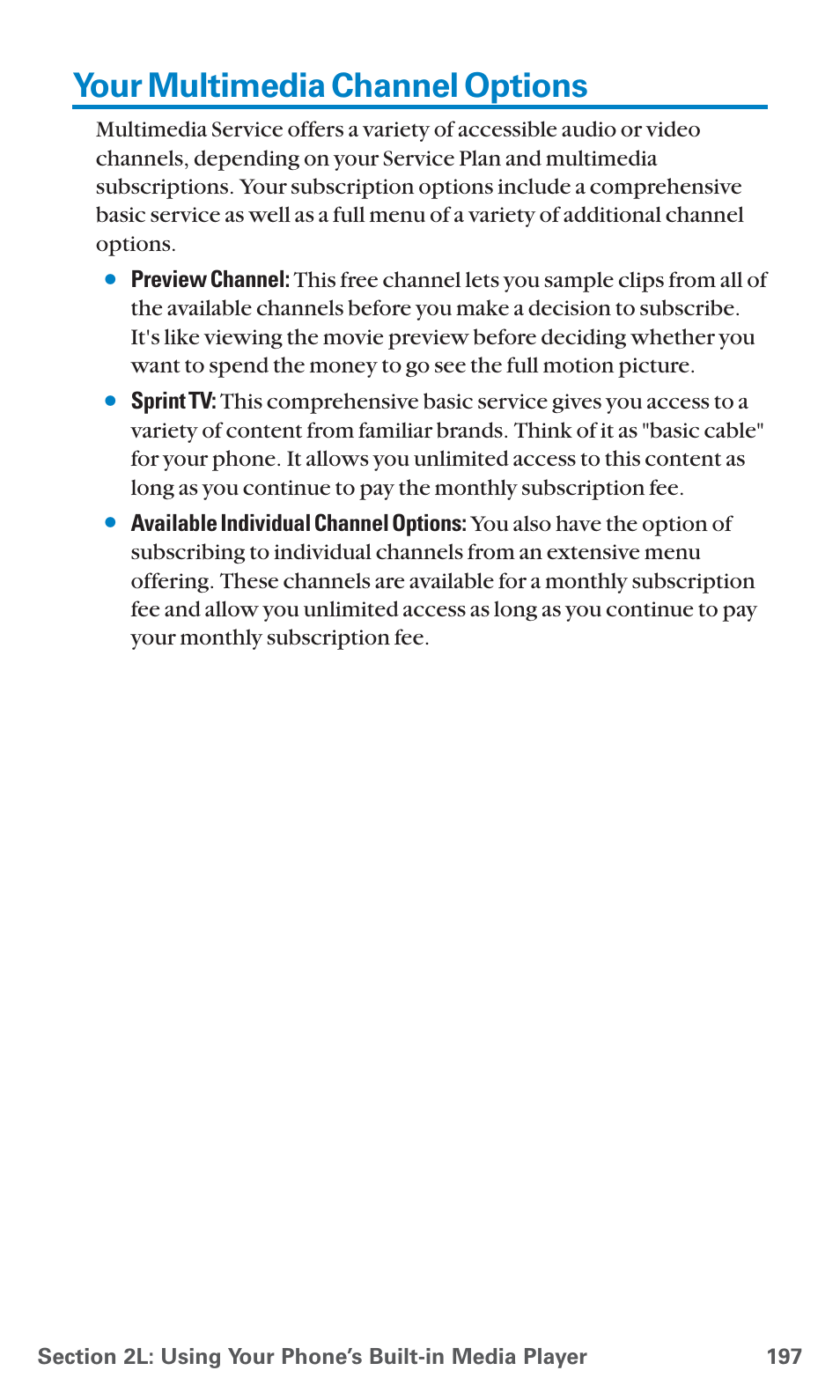 Your multimedia channel options | Sanyo SCP-7400 User Manual | Page 210 / 293