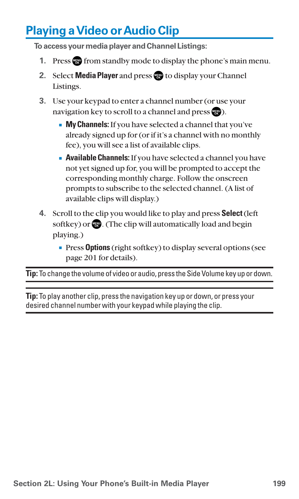 Playing a video or audio clip | Sanyo SCP-7400 User Manual | Page 212 / 293