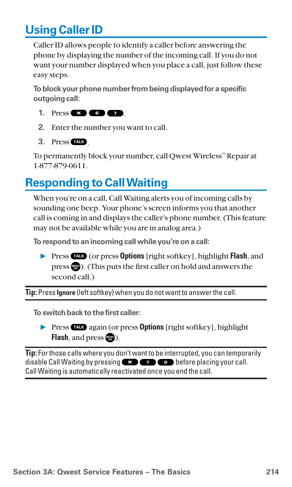 Using caller id, Responding to call waiting | Sanyo SCP-7400 User Manual | Page 227 / 293