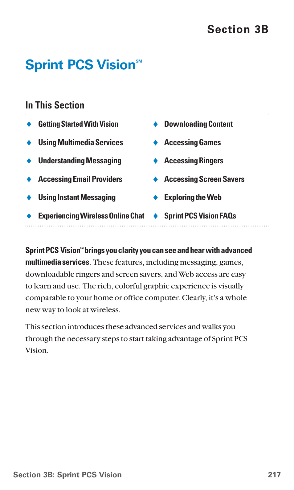 3b. sprint pcs vision, Sprint pcs vision | Sanyo SCP-7400 User Manual | Page 230 / 293