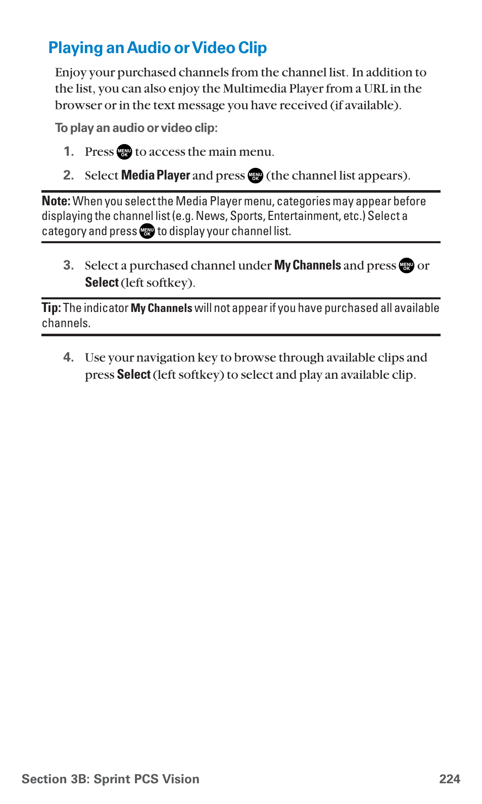 Playing an audio or video clip | Sanyo SCP-7400 User Manual | Page 237 / 293