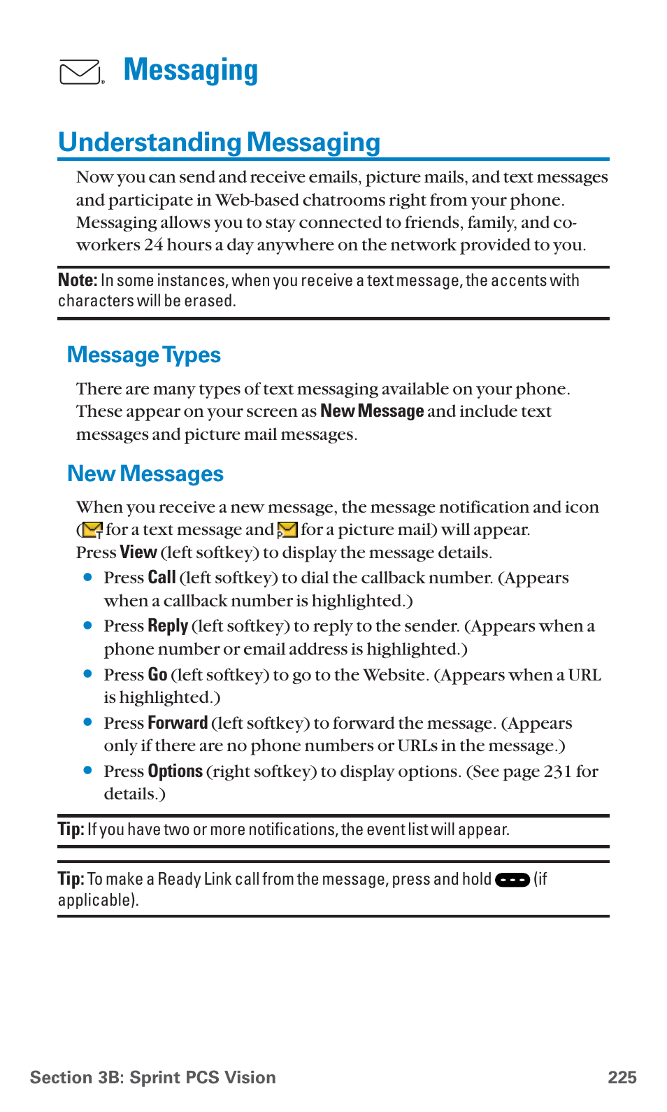 Understanding messaging, Message types, New messages | Messaging | Sanyo SCP-7400 User Manual | Page 238 / 293
