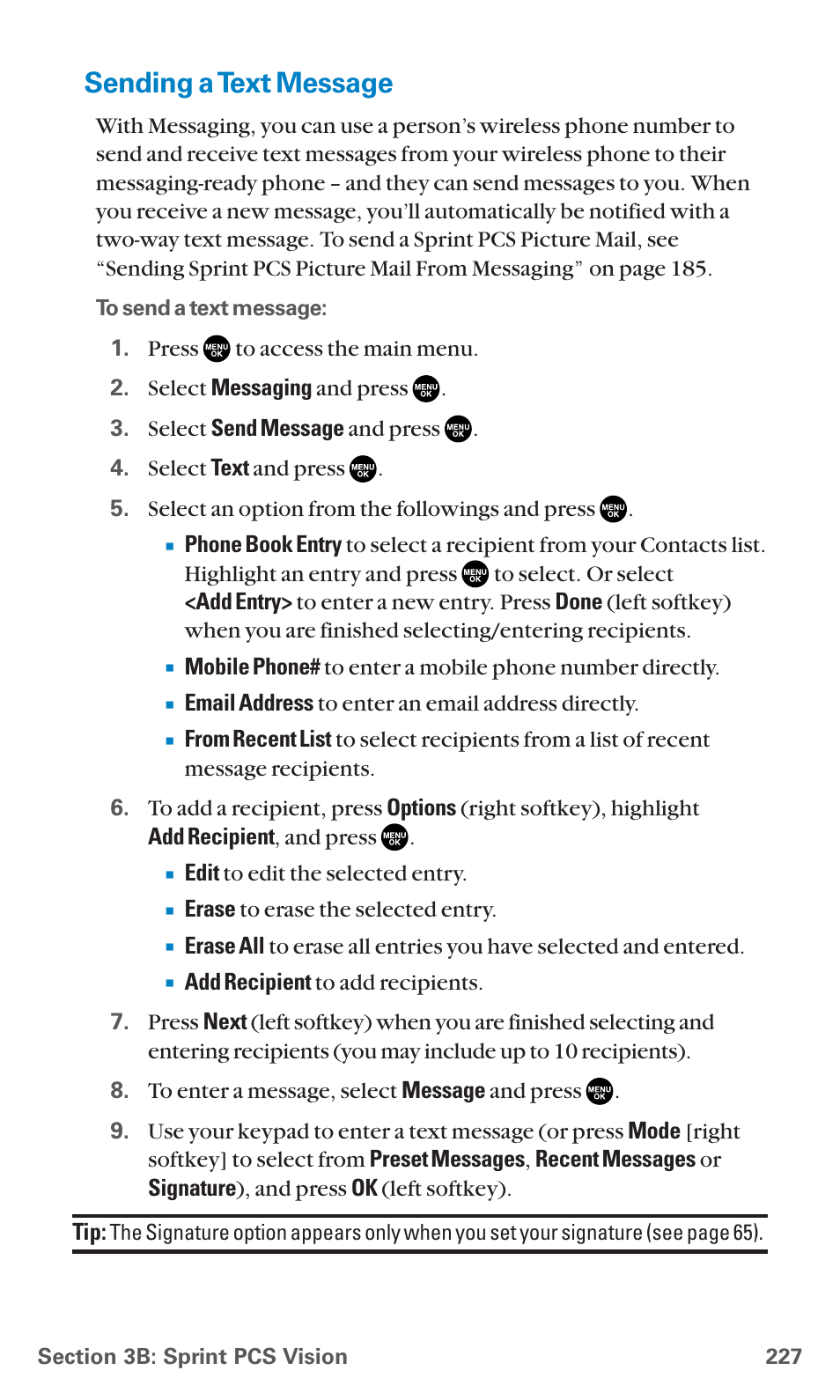 Sending a text message | Sanyo SCP-7400 User Manual | Page 240 / 293