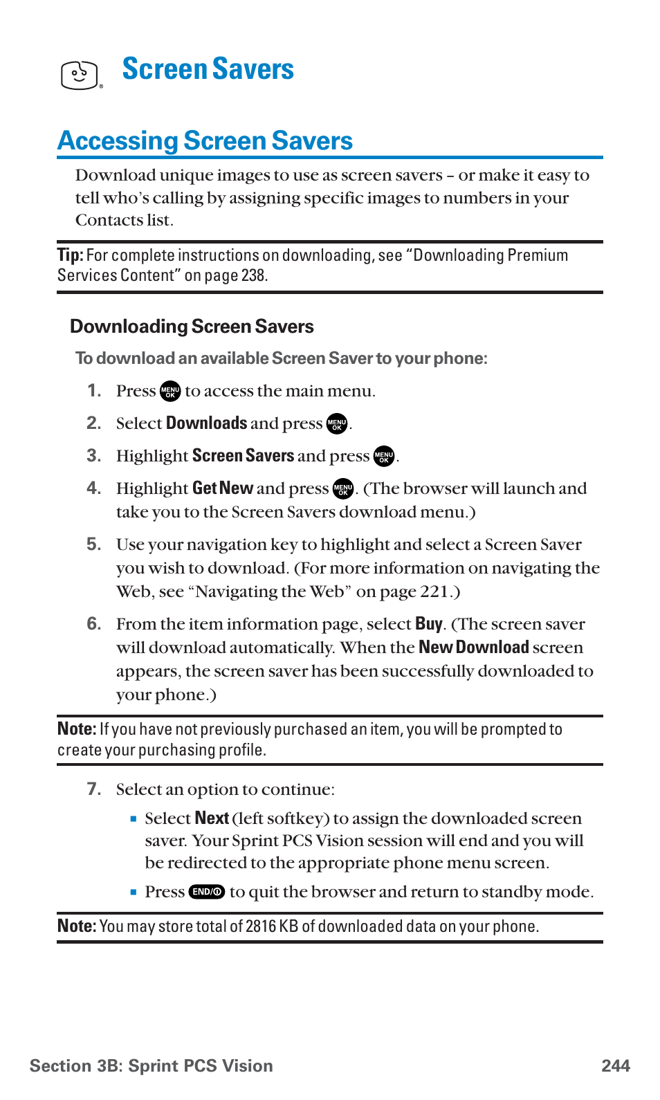 Accessing screen savers, Screen savers | Sanyo SCP-7400 User Manual | Page 257 / 293