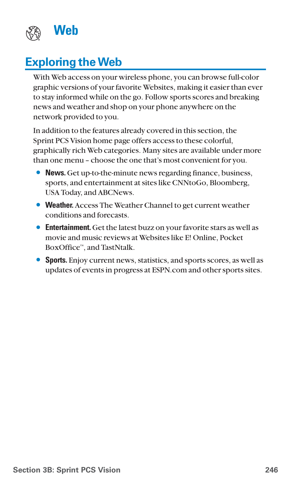 Exploring the web | Sanyo SCP-7400 User Manual | Page 259 / 293