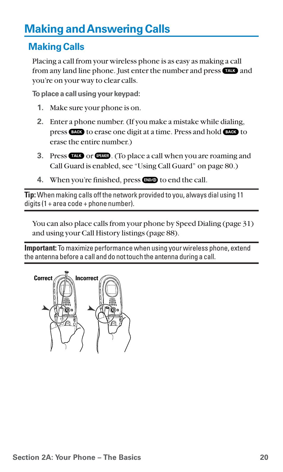 Making and answering calls, Making calls | Sanyo SCP-7400 User Manual | Page 33 / 293