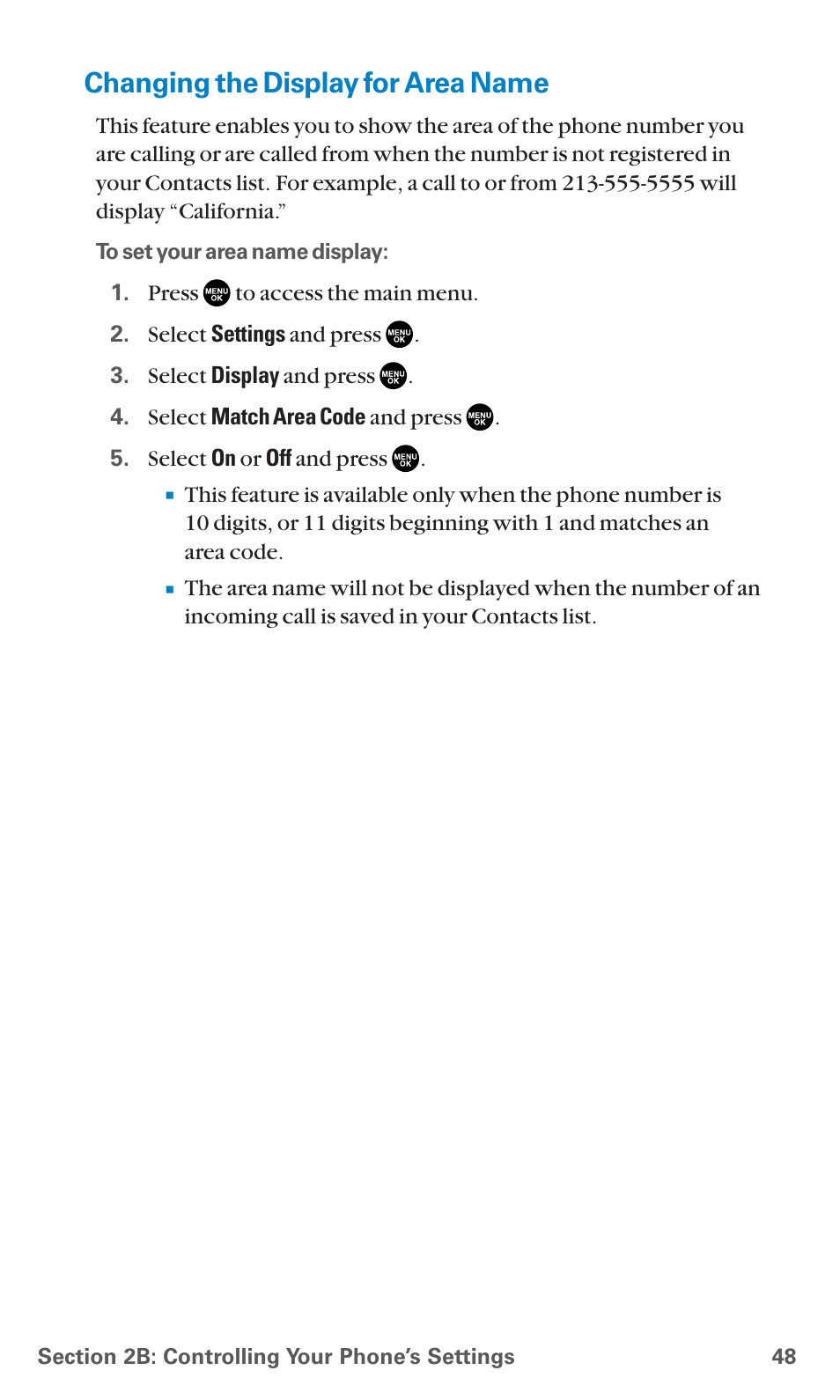 Changing the display for area name | Sanyo SCP-7400 User Manual | Page 61 / 293