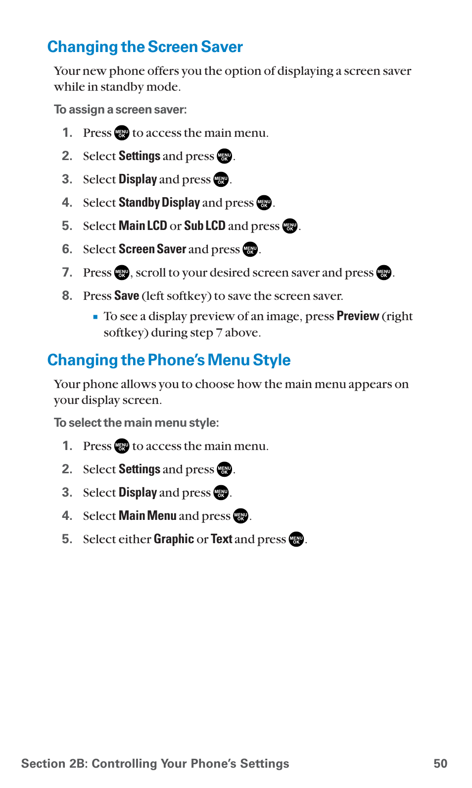 Changing the screen saver, Changing the phone’s menu style | Sanyo SCP-7400 User Manual | Page 63 / 293