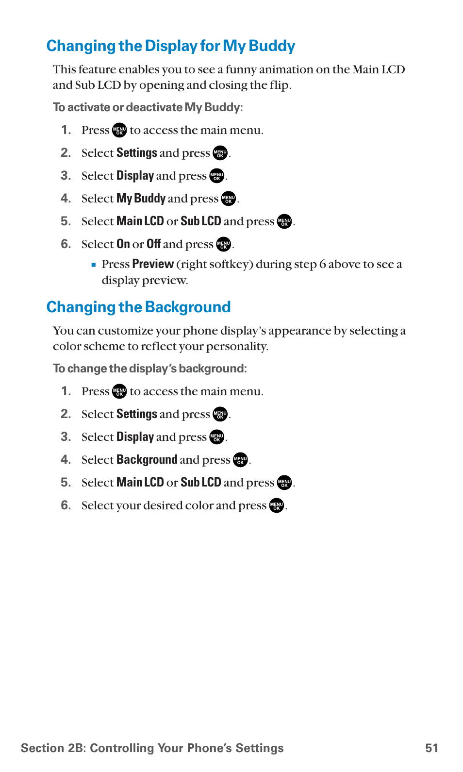 Changing the display for my buddy, Changing the background | Sanyo SCP-7400 User Manual | Page 64 / 293