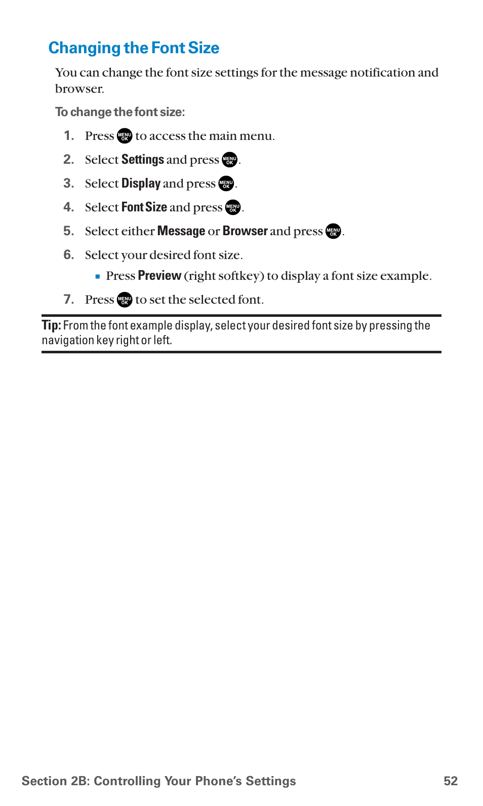 Changing the font size | Sanyo SCP-7400 User Manual | Page 65 / 293