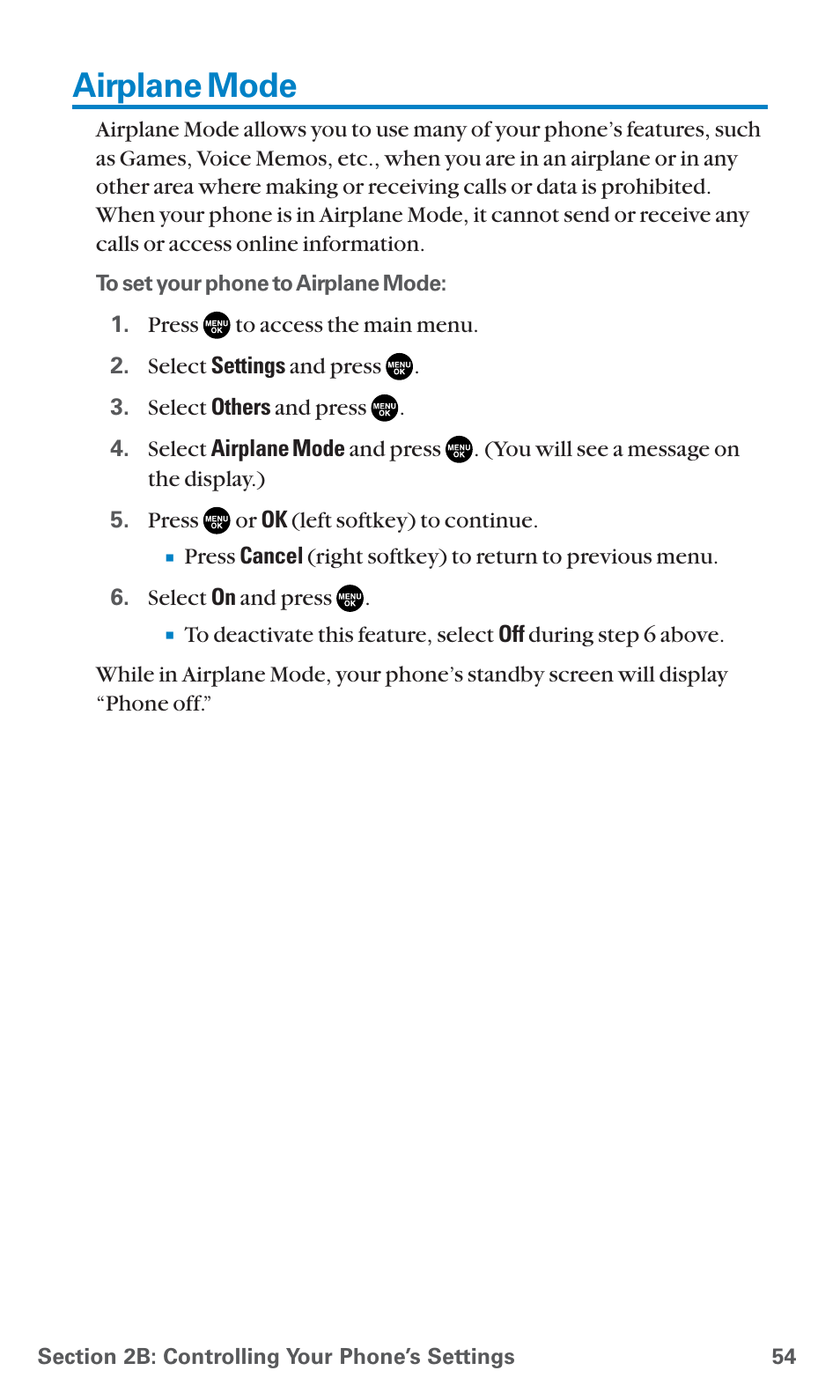 Airplane mode | Sanyo SCP-7400 User Manual | Page 67 / 293