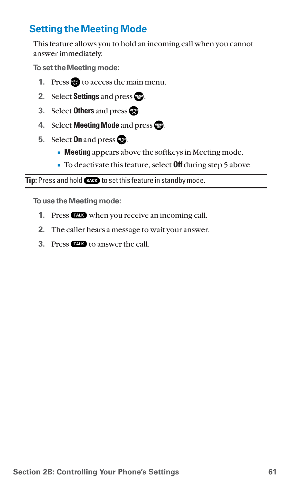 Setting the meeting mode | Sanyo SCP-7400 User Manual | Page 74 / 293