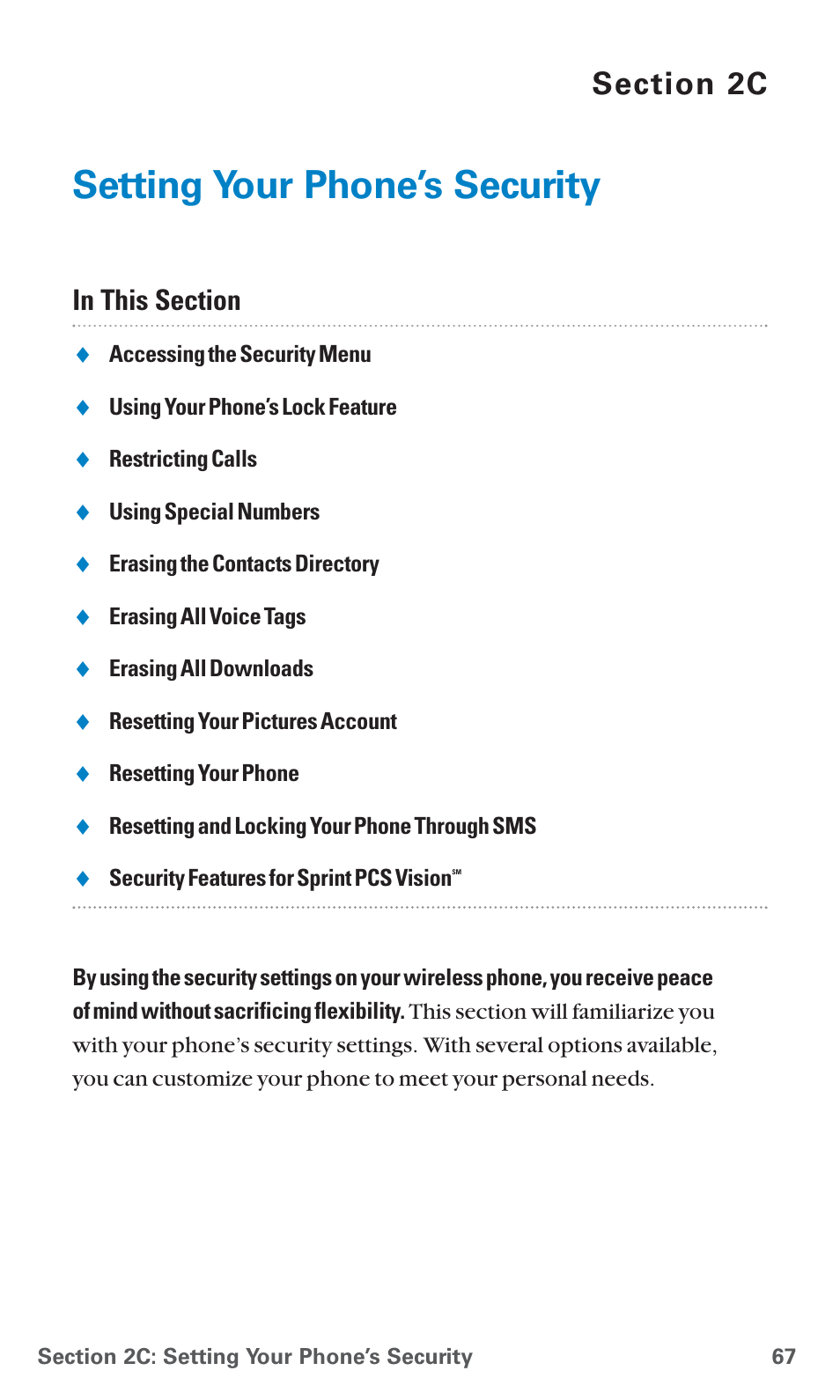 2c. setting your phone’s security, Setting your phone’s security | Sanyo SCP-7400 User Manual | Page 80 / 293