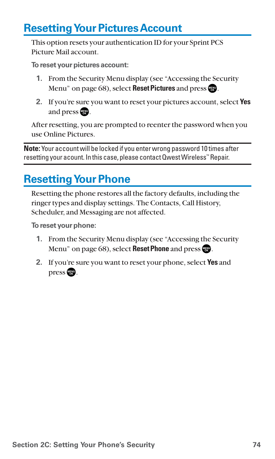 Resetting your pictures account, Resetting your phone | Sanyo SCP-7400 User Manual | Page 87 / 293