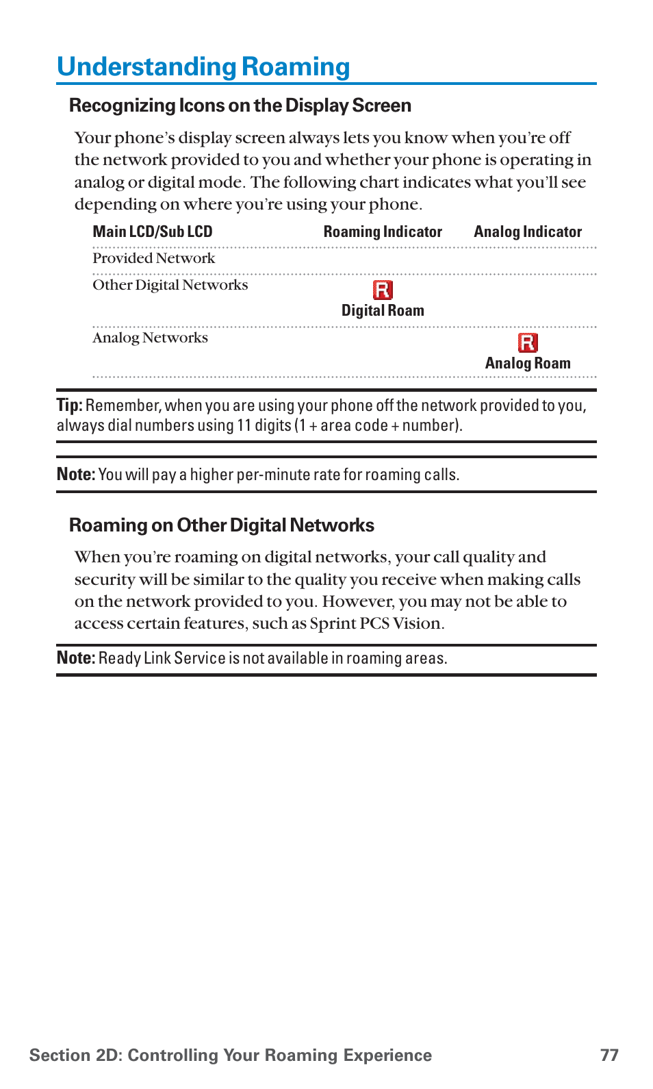 Understanding roaming | Sanyo SCP-7400 User Manual | Page 90 / 293