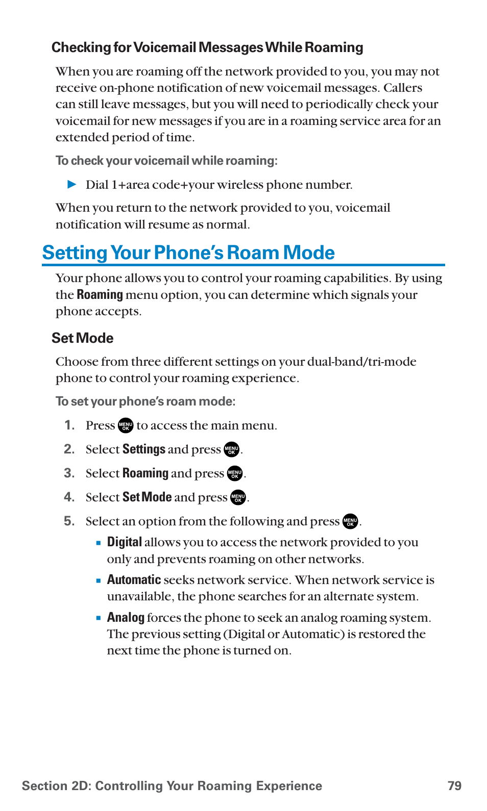 Setting your phone’s roam mode | Sanyo SCP-7400 User Manual | Page 92 / 293