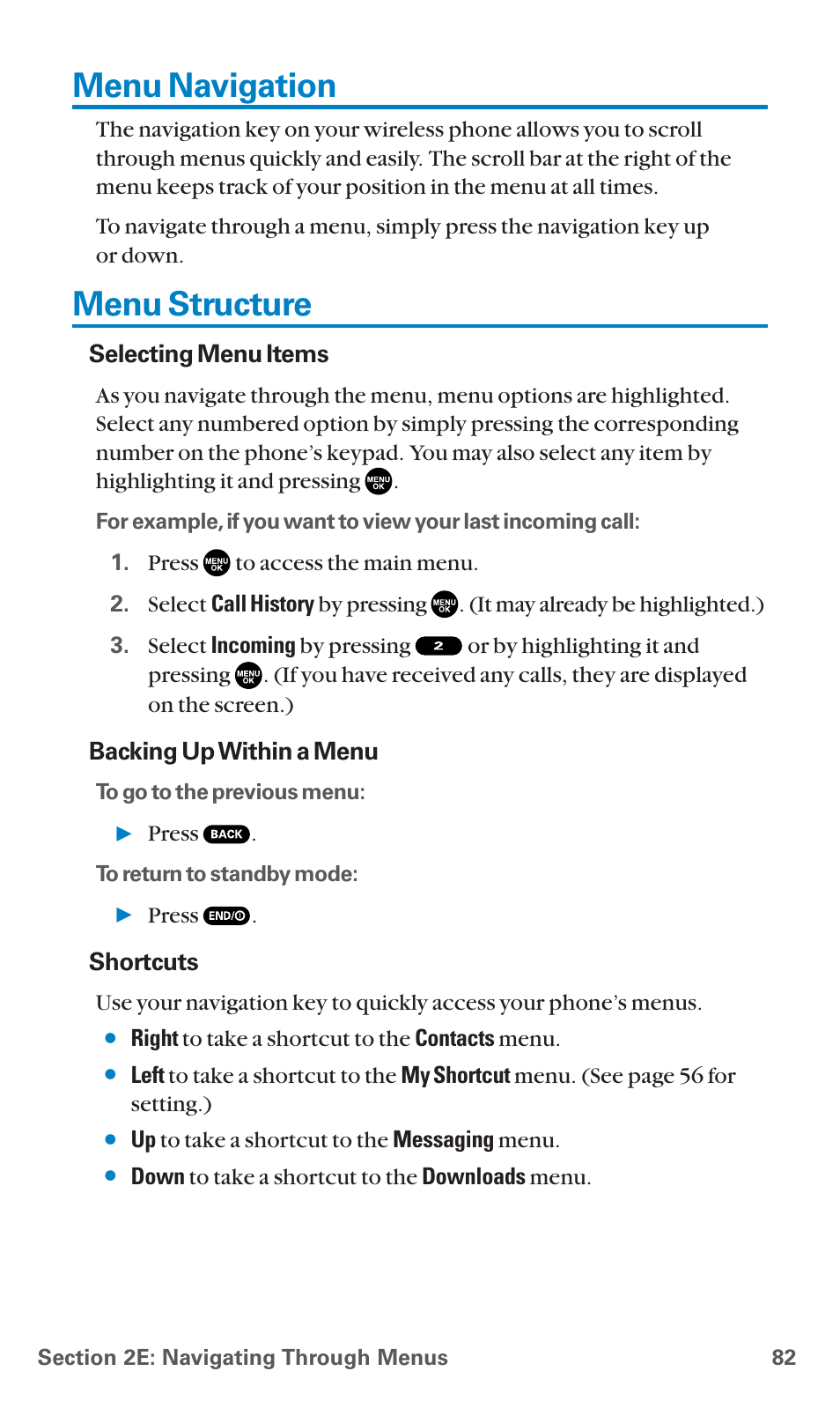 Menu navigation, Menu structure | Sanyo SCP-7400 User Manual | Page 95 / 293