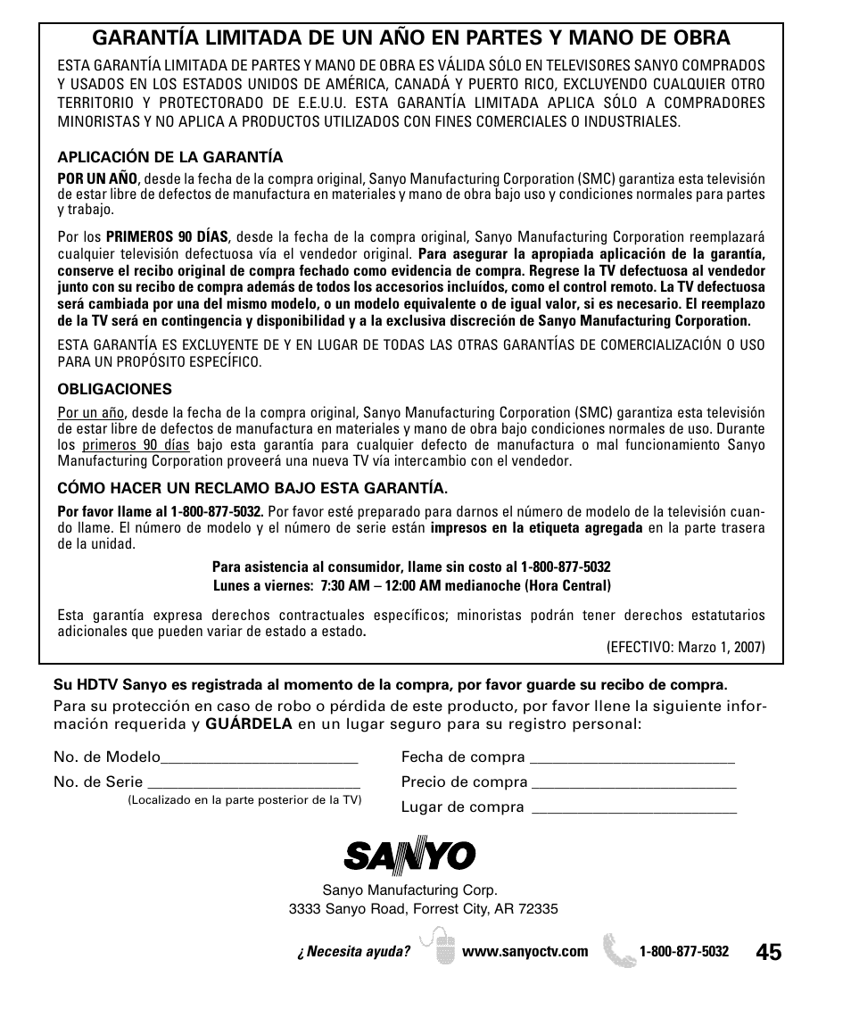 Sanyo DP46849 User Manual | Page 45 / 67