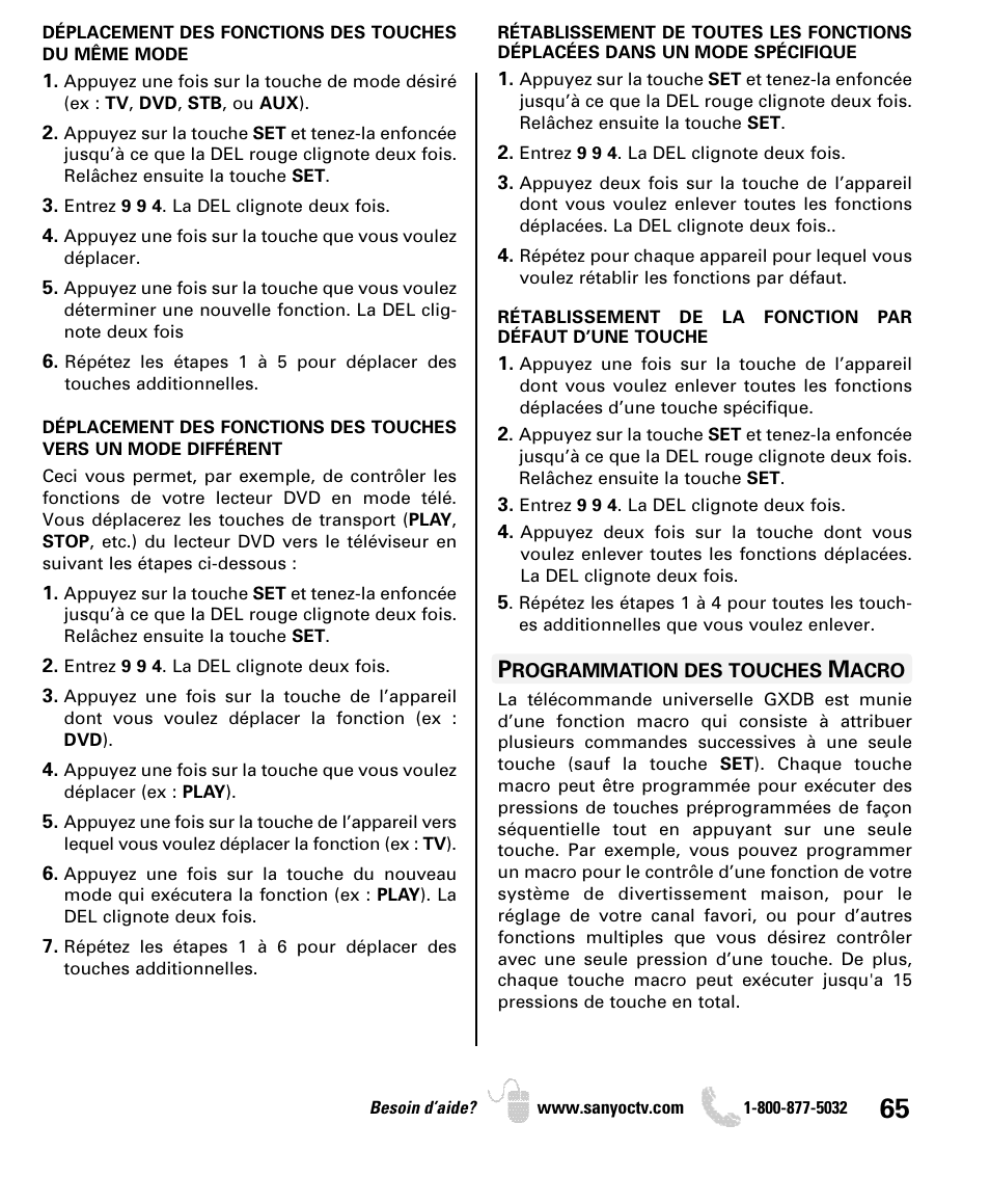 Sanyo DP46849 User Manual | Page 65 / 67