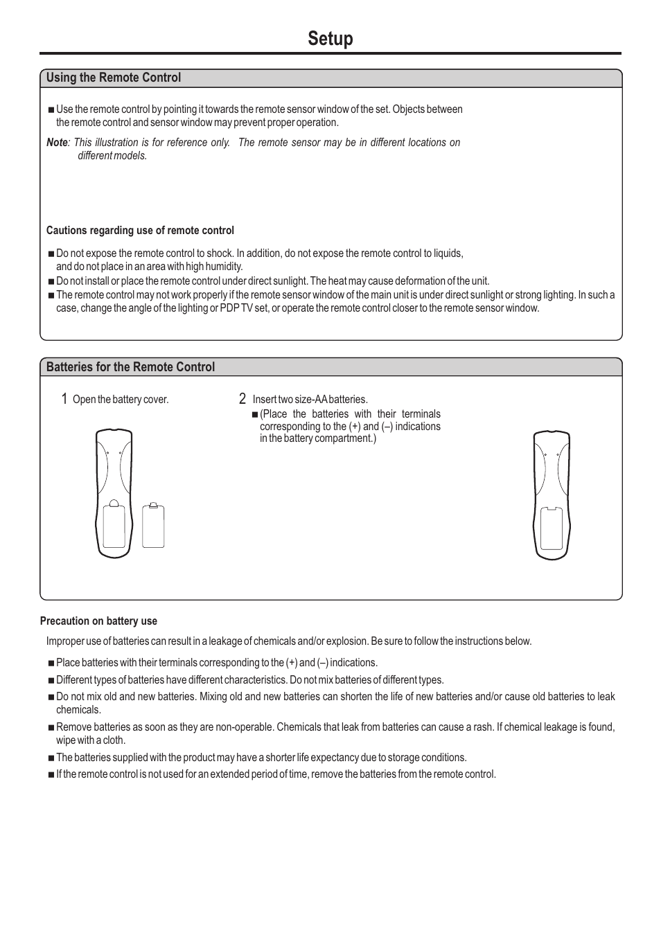 Setup | Sanyo AVP-4231 User Manual | Page 7 / 44