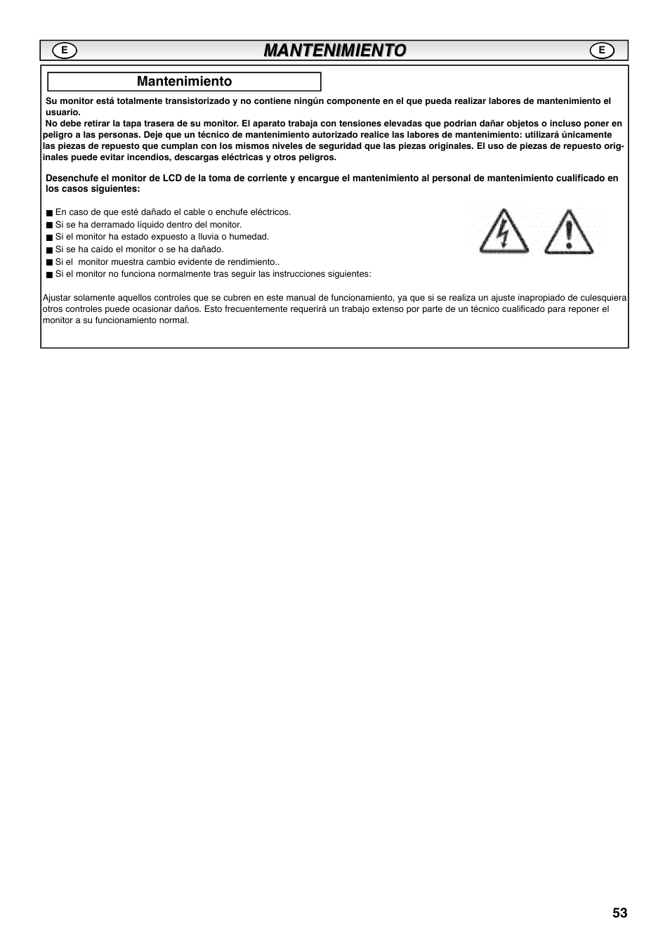 Mantenimiento | Sanyo CE42SRE1 User Manual | Page 53 / 64