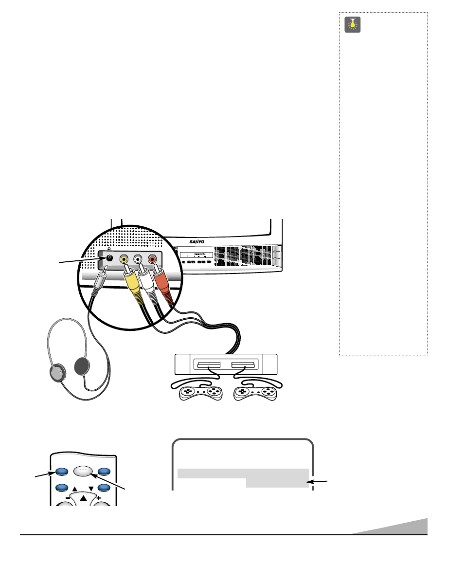 Using the front audio/ video input jacks, Quicktips | Sanyo DS19500 User Manual | Page 9 / 56