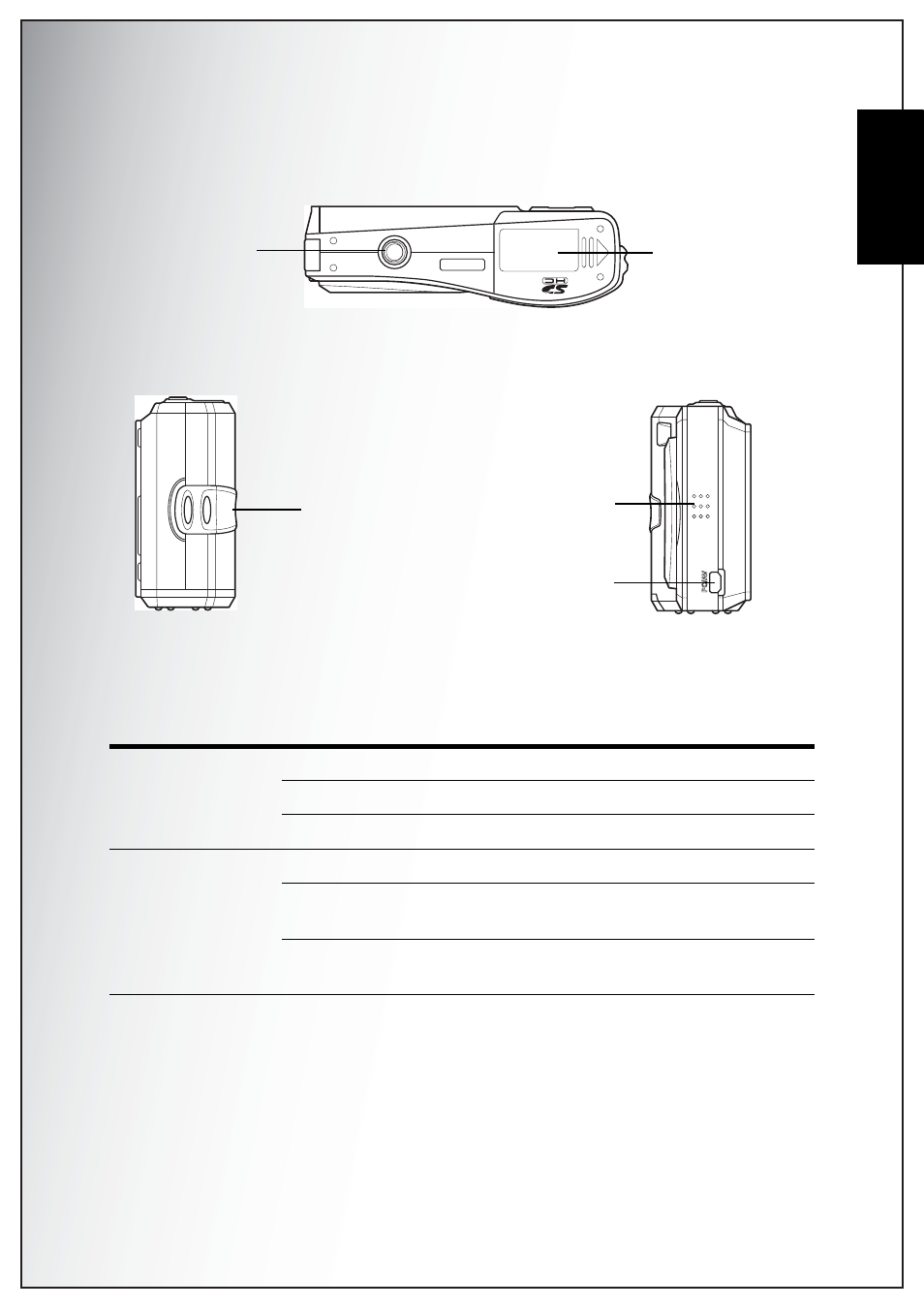 Bottom view, Left / right view, Led indicators | English, Bottom view left / right view | Sanyo VPC-S750 User Manual | Page 17 / 63
