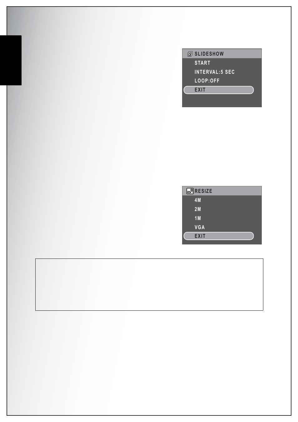 Slideshow, Resize, English | Sanyo VPC-S750 User Manual | Page 46 / 63