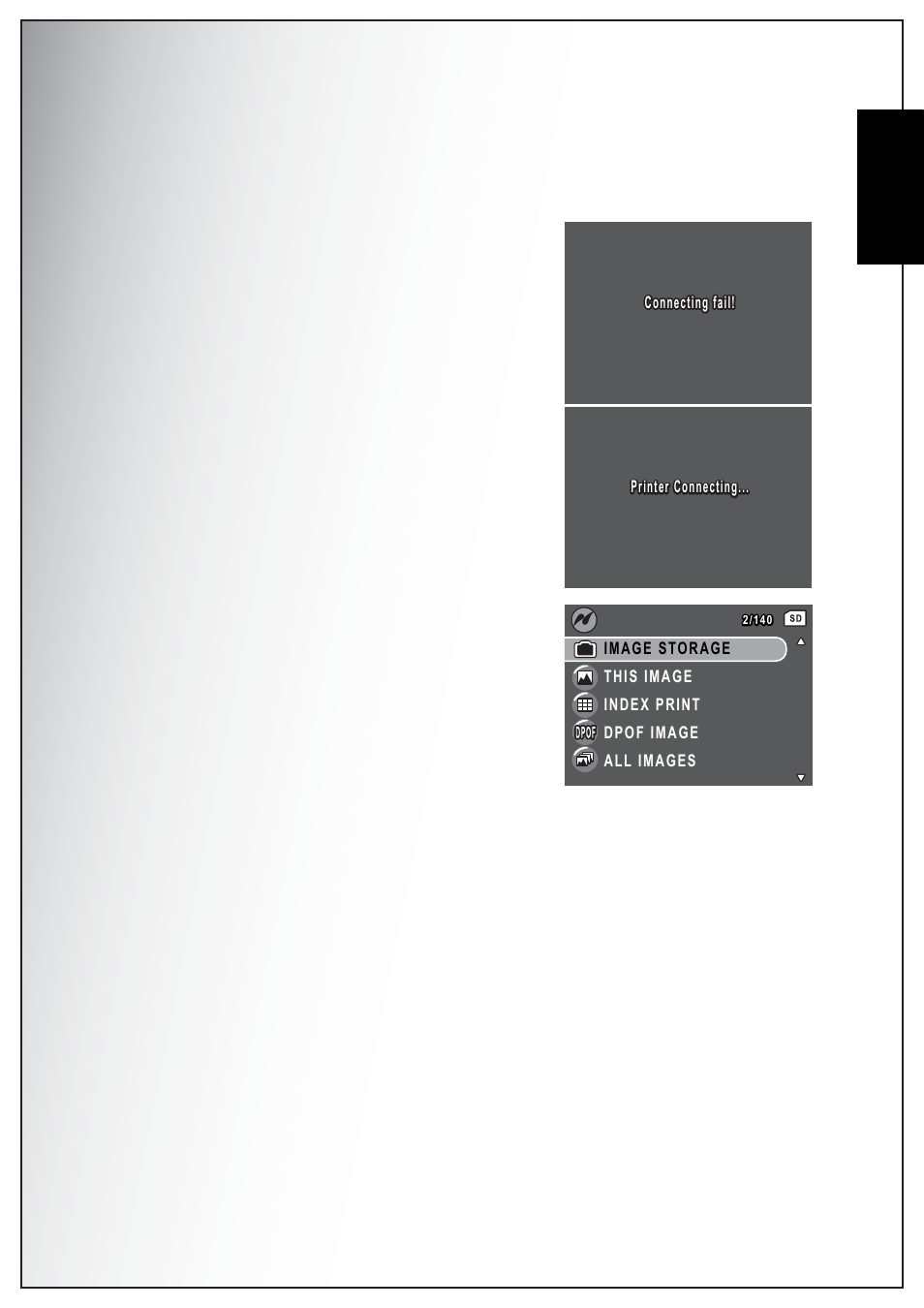 Pictbridge print (ptp), Image storage, English | Sanyo VPC-S750 User Manual | Page 55 / 63