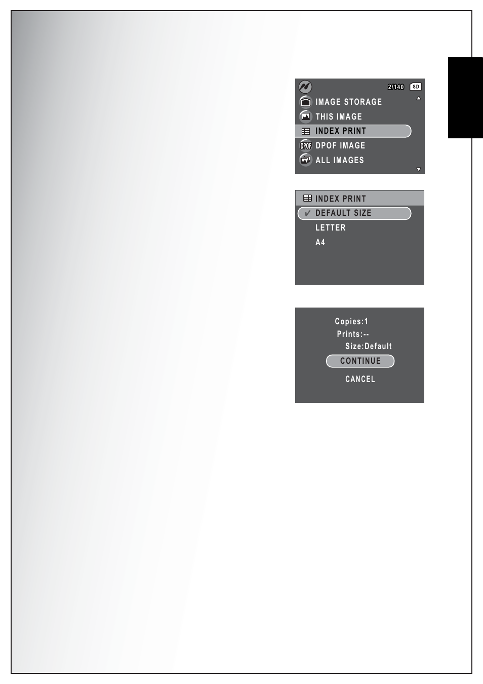 Index print, Dpof image, English | Sanyo VPC-S750 User Manual | Page 57 / 63