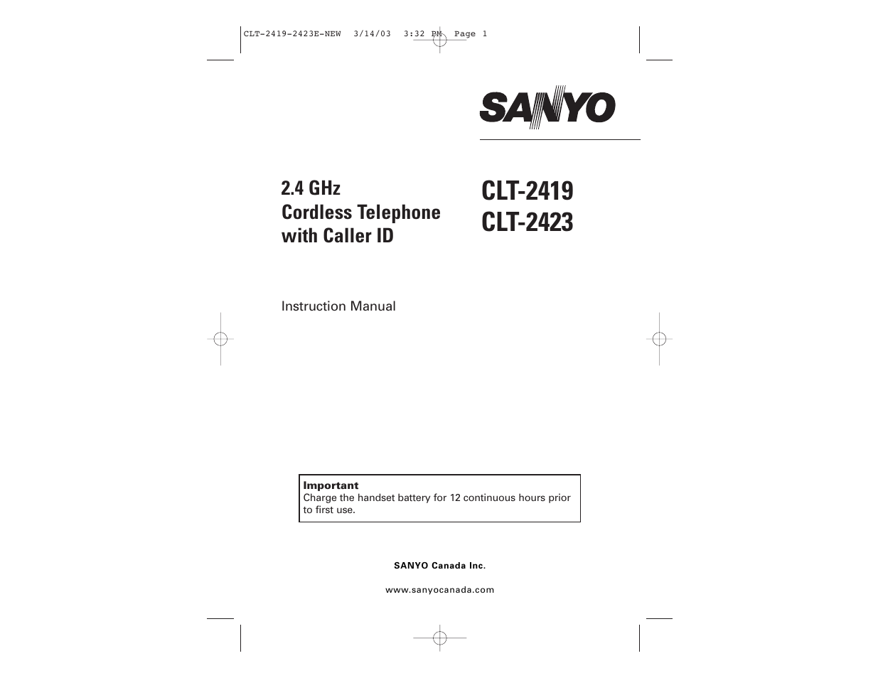 Sanyo CLT-2423 User Manual | 20 pages