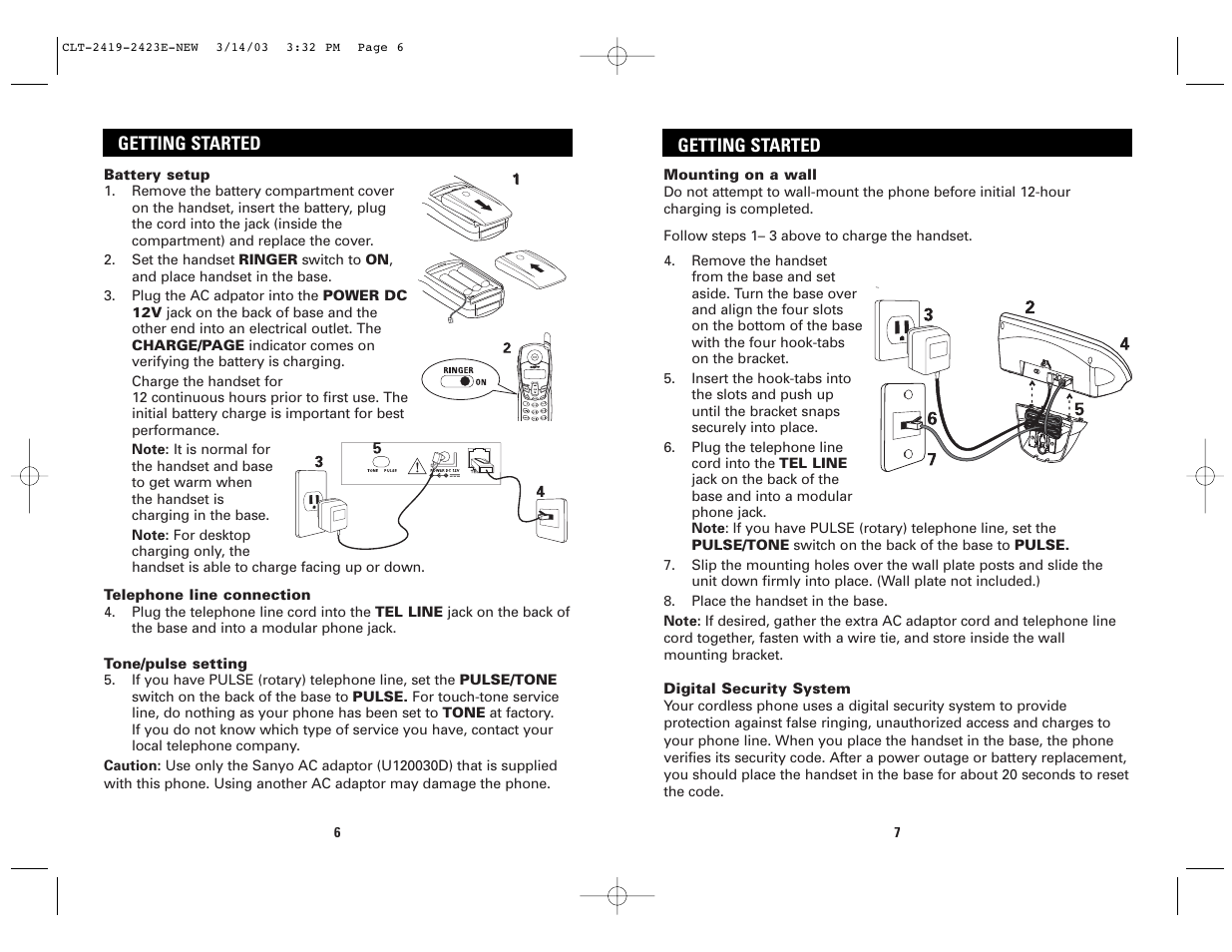 Getting started | Sanyo CLT-2423 User Manual | Page 4 / 20