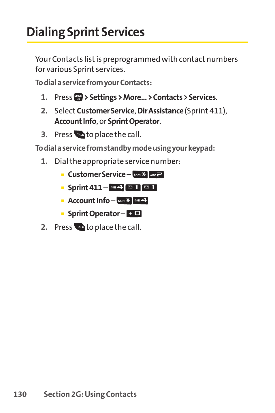 Dialing sprint services, E 130) | Sanyo PRO-200 User Manual | Page 144 / 236