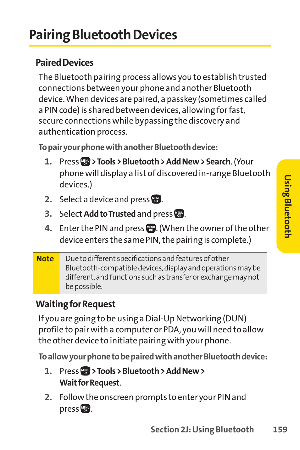 Pairing bluetooth devices, E 159) | Sanyo PRO-200 User Manual | Page 173 / 236