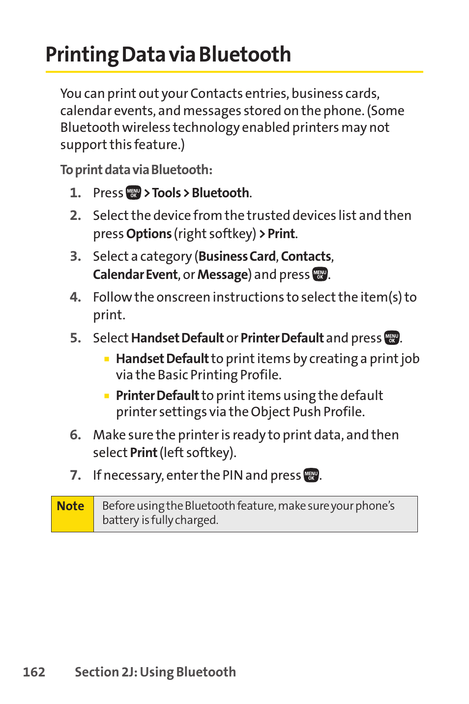 Printing data via bluetooth, E 162) | Sanyo PRO-200 User Manual | Page 176 / 236