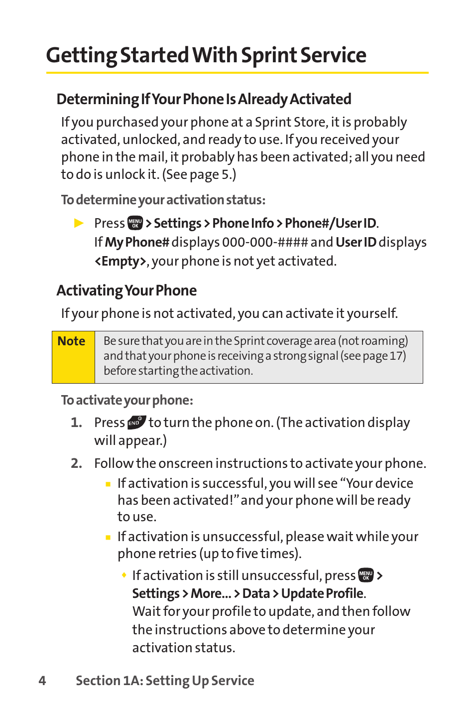 Getting started with sprint service, E 4), Determining if your phone is already activated | Activating your phone | Sanyo PRO-200 User Manual | Page 18 / 236