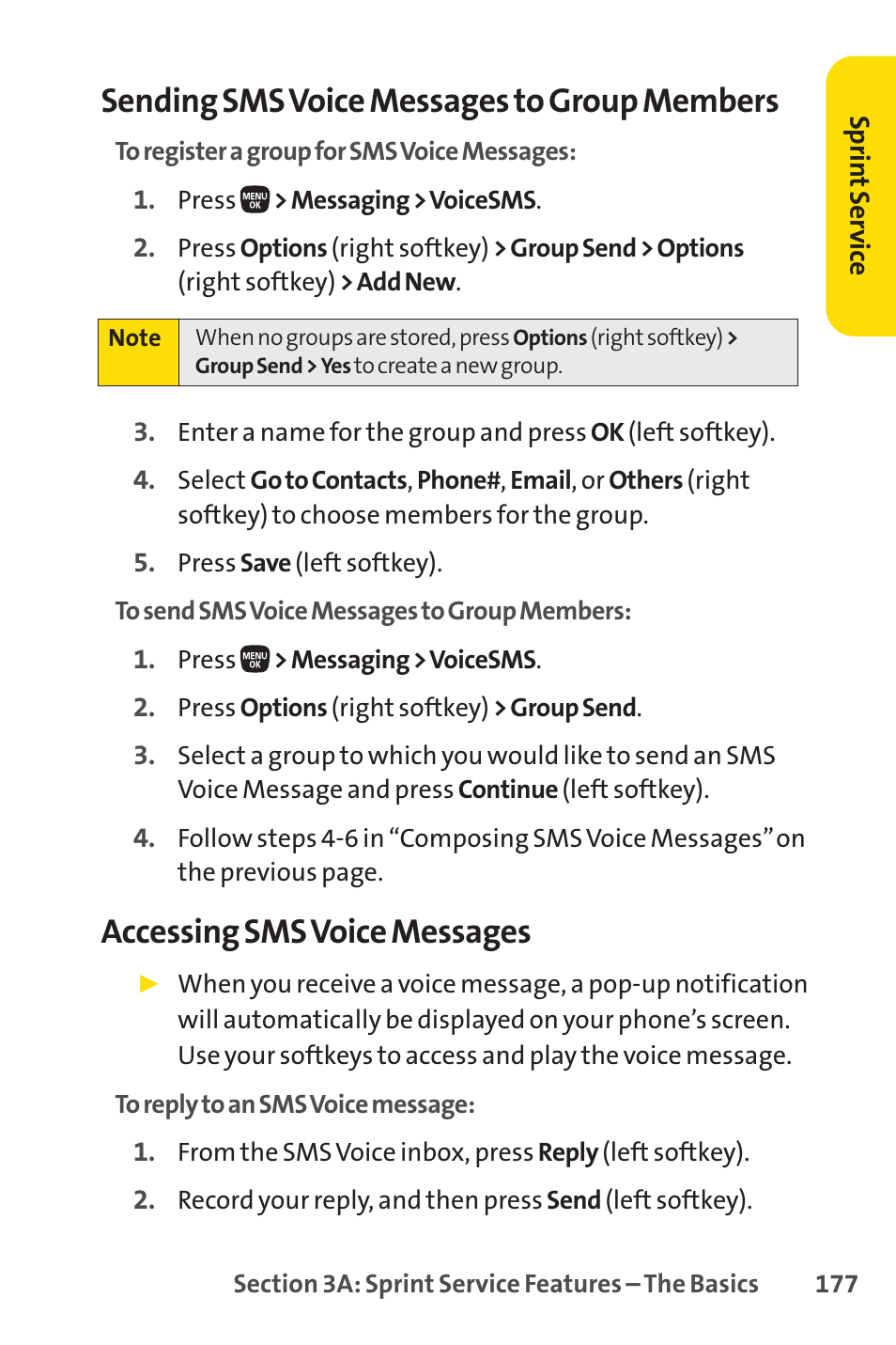 Sending sms voice messages to group members, Accessing sms voice messages | Sanyo PRO-200 User Manual | Page 191 / 236