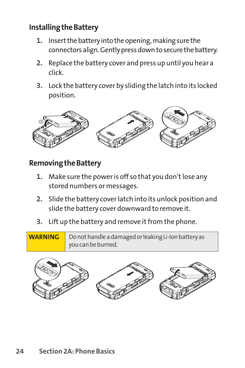 Installing the battery, Removing the battery | Sanyo PRO-200 User Manual | Page 38 / 236