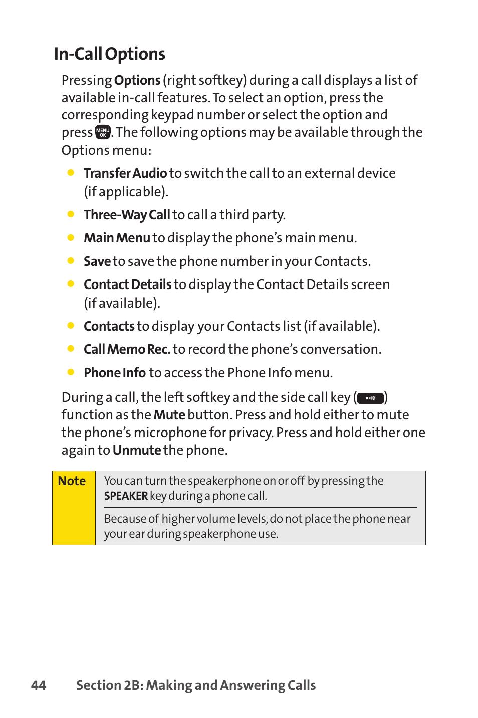 In-call options | Sanyo PRO-200 User Manual | Page 58 / 236