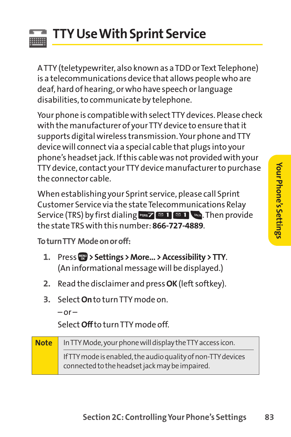 Tty use with sprint service, E 83), Tty usewith sprint service | Sanyo PRO-200 User Manual | Page 97 / 236