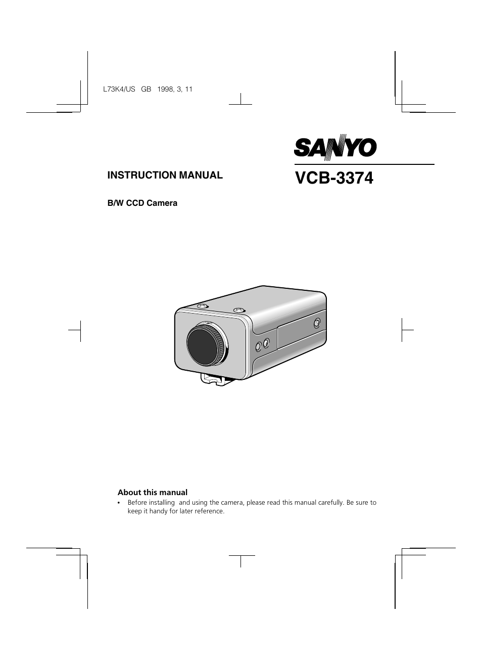 Sanyo VCB-3374 User Manual | 15 pages