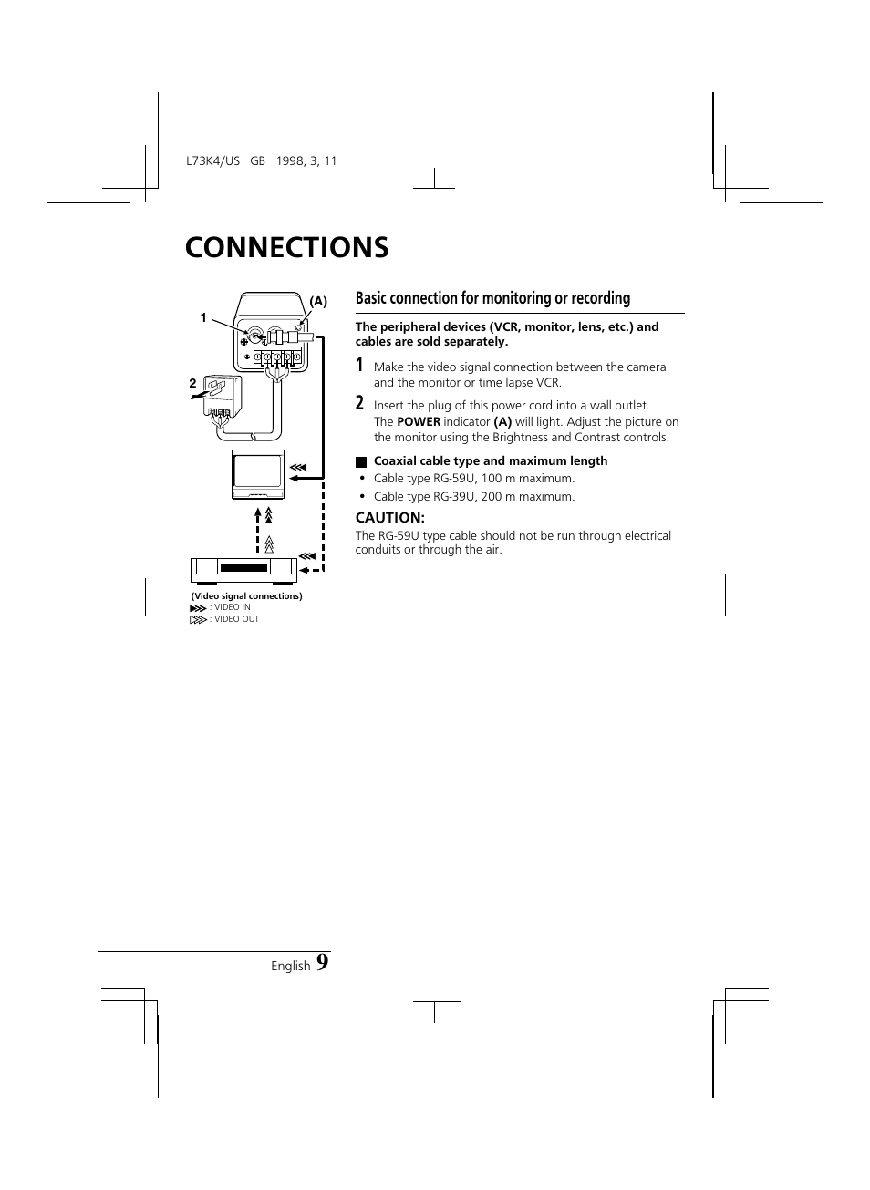 Connections | Sanyo VCB-3374 User Manual | Page 11 / 15