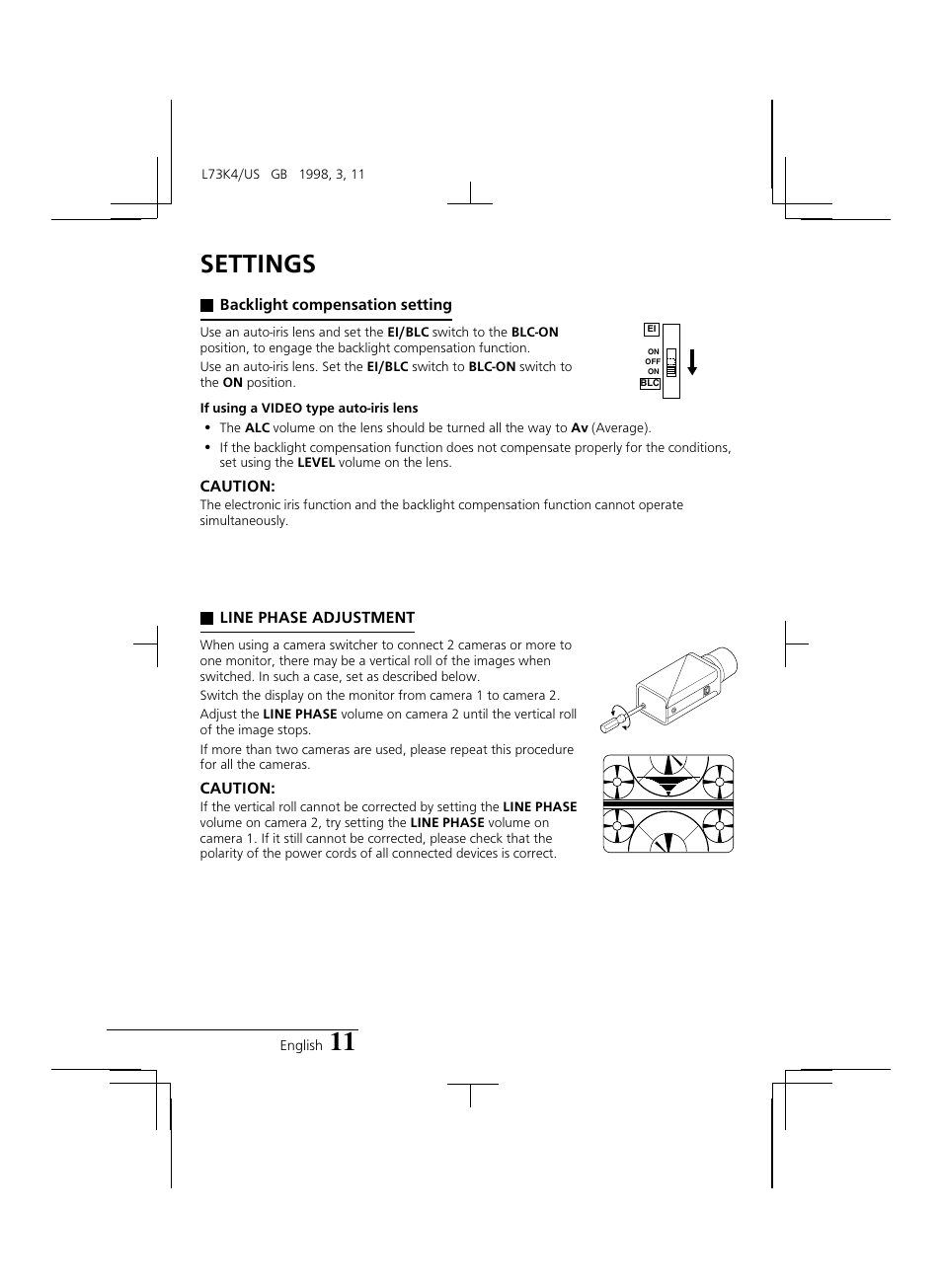 Settings | Sanyo VCB-3374 User Manual | Page 13 / 15