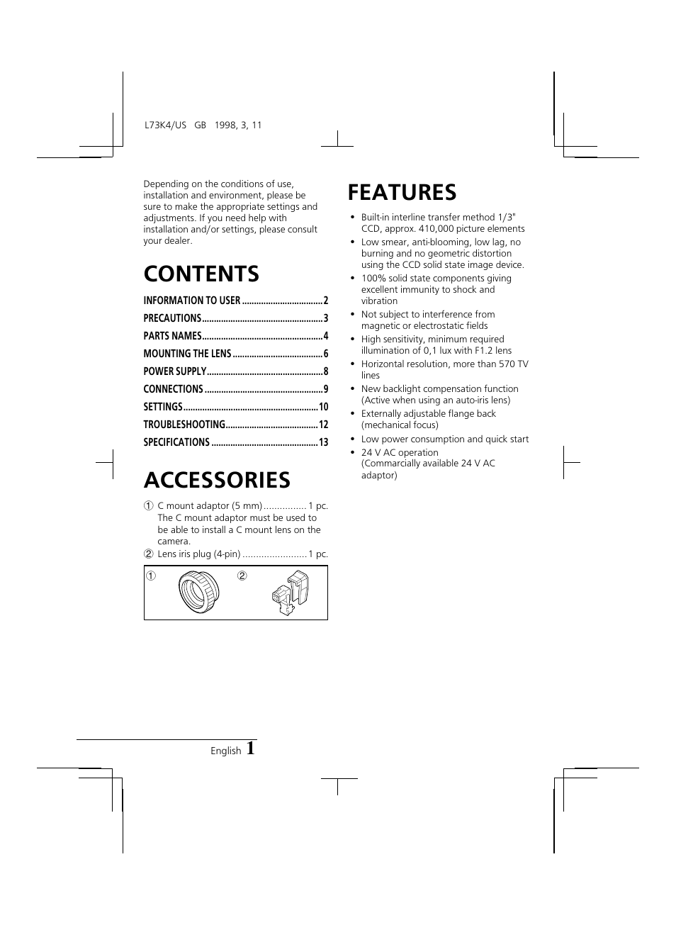 Sanyo VCB-3374 User Manual | Page 3 / 15