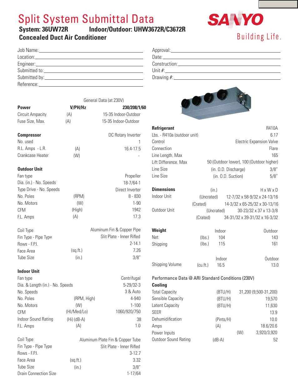 Sanyo 36UW72R User Manual | 2 pages