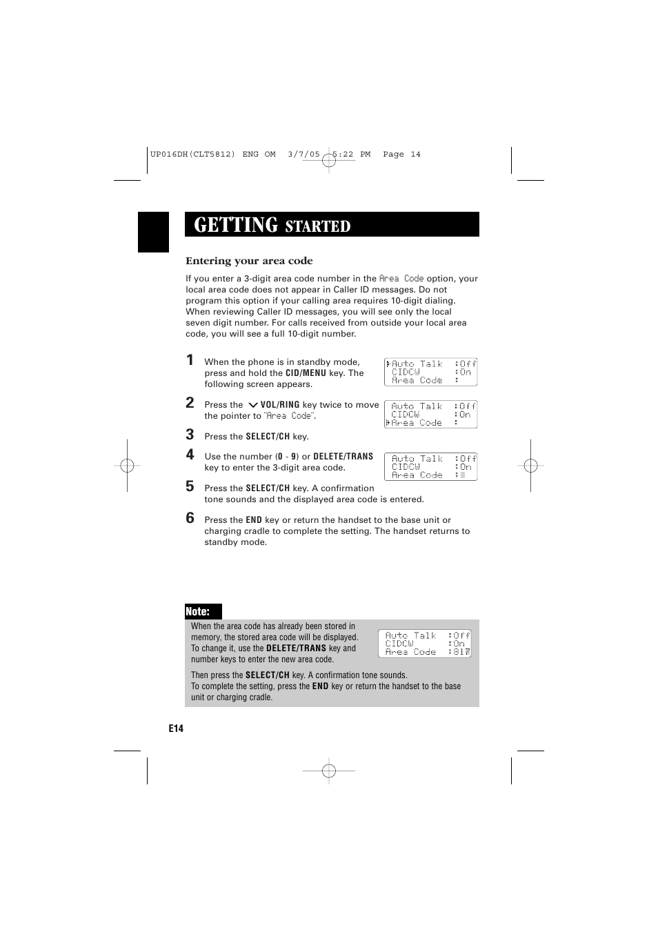 Getting, Started | Sanyo CLT-5812 User Manual | Page 16 / 48